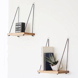 Hanah Home Aa098 Estantería de Pared de Madera de Abeto, Nogal (2 Piezas)